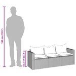 vidaXL Canapé de jardin à 3 places avec coussins noir résine tressée