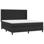 vidaXL Sommier à lattes de lit matelas LED Noir 180x200cm Similicuir