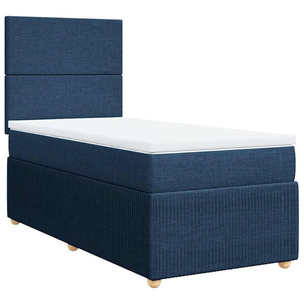 vidaXL Sommier à lattes de lit avec matelas Bleu 90x190 cm Tissu