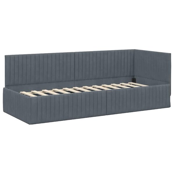vidaXL Cadre de lit d'angle Gris foncé 80 x 200 cm Velours