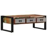 vidaXL Table basse avec 3 tiroirs Bois de récupération 100x50x35 cm