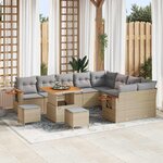 vidaXL Ensemble de canapé de jardin 12 Pièces Beige Poly rotin