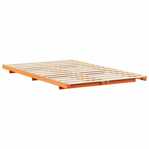 vidaXL Cadre de lit surélevé Marron cire 135 x 190 cm