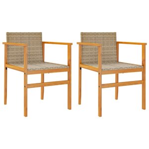 vidaXL Chaises de jardin lot de 2 beige résine tressée et bois massif
