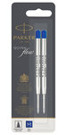 PARKER recharge bille Quinkflow  pointe moyenne  bleue  blister X 2