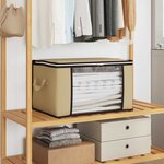 vidaXL Boîte de rangement avec fenêtre latérale transparente Crème