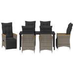 vidaXL Ensemble de salle à manger pour jardin 7 Pièces Gris Poly rotin