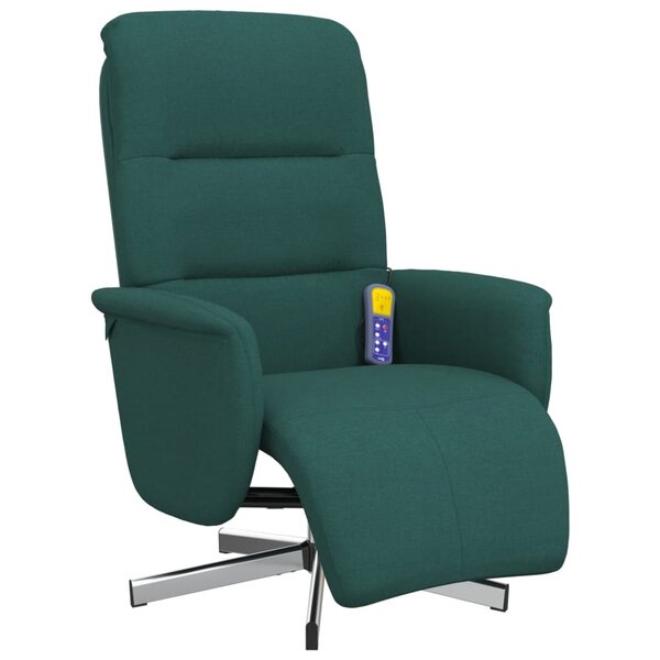 vidaXL Fauteuil inclinable de massage et repose-pieds vert foncé tissu