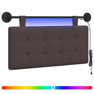 vidaXL Tête de lit suspendue Avec lumière LED Marron foncé Tissu