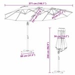 vidaXL Parasol cantilever de jardin Anthracite 372 x 198 x 253 cm