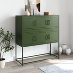 vidaXL Buffet vert olive 100 5x39x107 cm acier