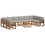 vidaXL Ensemble de canapés d'extérieur 11 Pièces Gris Naturel et Clair