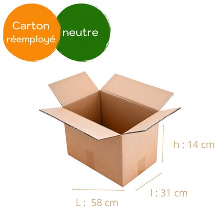 Lot de 25 cartons de déménagement 58 x 31 x 14 simple cannelure (x25)