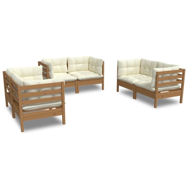 vidaXL Salon de jardin 6 Pièces avec coussins Bois de pin massif