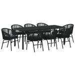 vidaXL Ensemble de salle à manger de jardin 9 pièces - Rattan poly noir