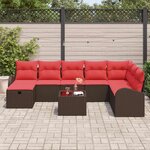 vidaXL Ensemble de Canapés 9 Pièces Marron et rouge polyrotin