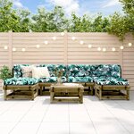 vidaXL Salon de jardin 7 Pièces avec coussins bois de pin imprégné