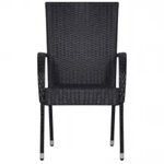 vidaXL Ensemble à manger de jardin 5 Pièces Noir