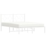 vidaXL Cadre de lit métal avec tête de lit blanc 140x190 cm