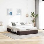 vidaXL Cadre de lit ottoman sans matelas marron foncé 140x190 cm tissu