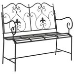 vidaXL Banc de jardin   design à lattes  noir  104 cm  en acier.