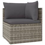 vidaXL Salon de jardin 9 Pièces avec coussins Gris Résine tressée