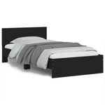 vidaXL Cadre de lit sans matelas avec tête de lit noir 100x200 cm