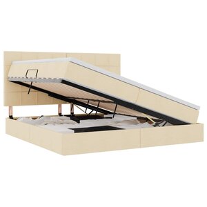 vidaXL Lit avec rangement et matelas Crème 200 x 200 cm Polyester