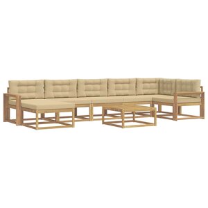 vidaXL Ensemble de canapés d'extérieur 8 Pièces Blanc et Beige