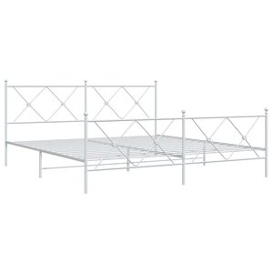 vidaXL Cadre de lit métal avec tête de lit/pied de lit blanc 183x213cm