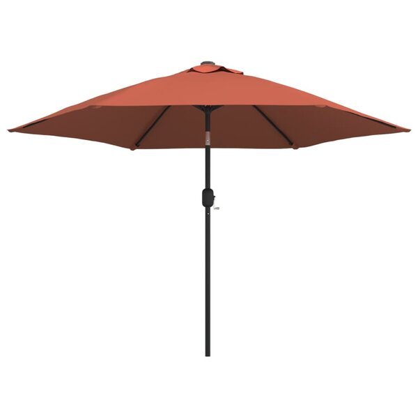 vidaXL Parasol de jardin avec lumières LED et mât en acier terre cuite