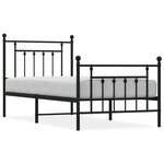 vidaXL Cadre de lit métal sans matelas avec pied de lit noir 90x200 cm