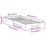 vidaXL Cadre de lit Blanc 90 x 210 cm Pin massif