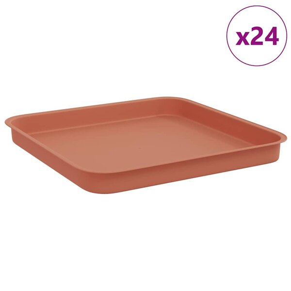 vidaXL Plateau carré à fleurs 24 Pièces Rouge brique 21 x 21 x 2 cm