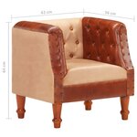 Vidaxl fauteuil marron cuir véritable et bois de manguier massif