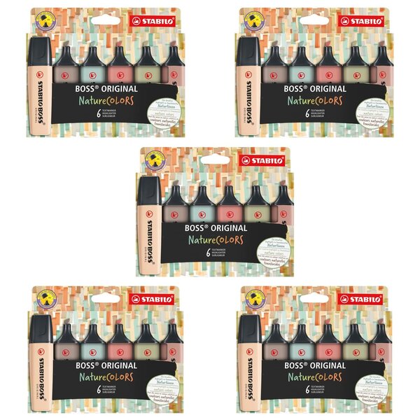 Etui carton x 6 surligneurs BOSS ORIGINAL NatureCOLORS x 5 STABILO