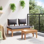 vidaXL Banc de jardin 2 Pièces Marron Teck massif