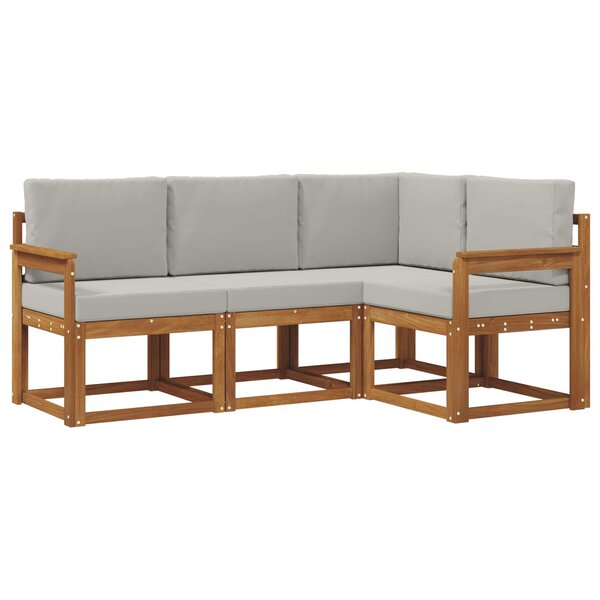 vidaXL Ensemble de canapés d'extérieur 4 pc Gris Naturel et Clair