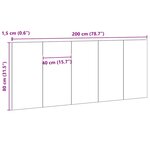 Cabeça de cama vidaXL Chêne noir 200x1 5x80 cm Bois d'ingénierie