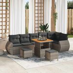 vidaXL Ensemble de canapé de jardin 9 Pièces Gris Poly Rattan