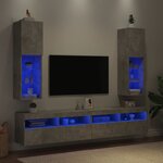 vidaXL Meubles TV avec lumières LED 2 Pièces gris béton 30 5x30x102 cm