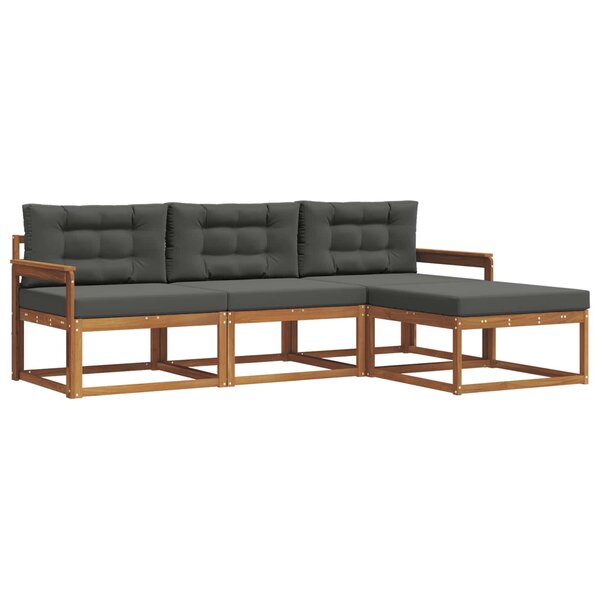vidaXL Ensemble de canapés d'extérieur 4 pc Naturel et Anthracite