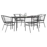 vidaXL Ensemble à manger de jardin 5 Pièces noir résine tressée verre