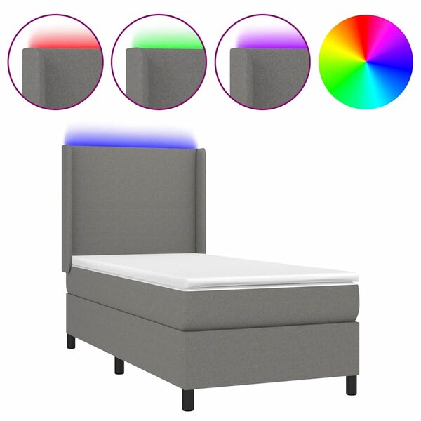 vidaXL Sommier à lattes de lit matelas LED Gris foncé 80x200 cm Tissu