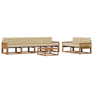 vidaXL Ensemble de canapés d'extérieur 7 Pièces Naturel et Beige