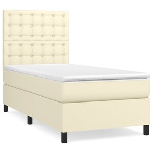 vidaXL Sommier à lattes de lit avec matelas Crème 90x200 cm Similicuir