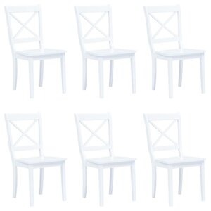 vidaXL Chaises à manger lot de 6 blanc bois d'hévéa massif