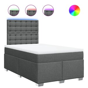 vidaXL Sommier à lattes de lit avec matelas gris foncé 120x190cm tissu