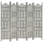 vidaXL Cloison de séparation 5 panneaux Gris 200x165 cm Bois manguier