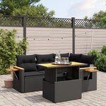 vidaXL Salon de jardin 5 Pièces avec coussins noir résine tressée